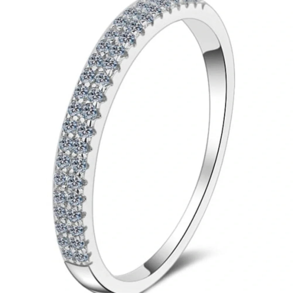 Sterling Silver Moissanite White Dainty Engagement Ring